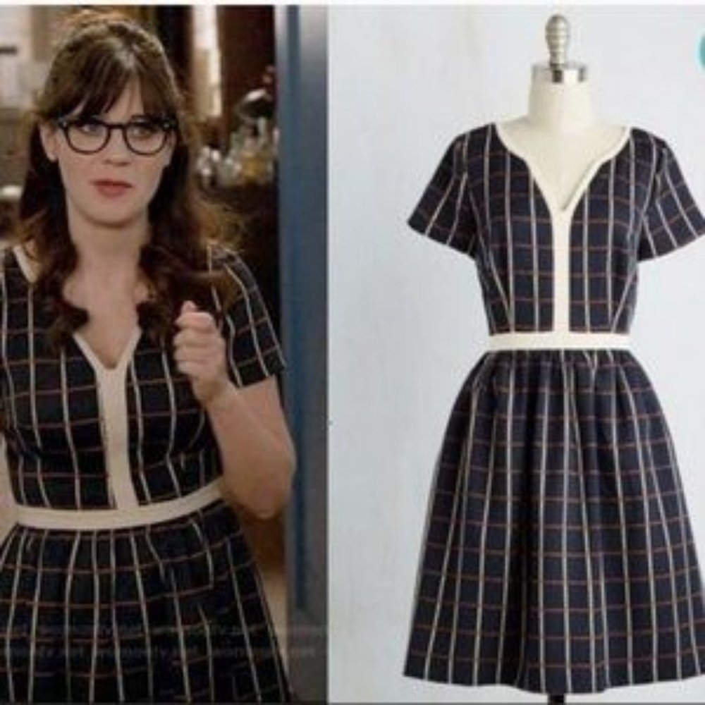 Modcloth Navy and Cream Plaid Dress